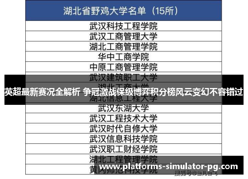 英超最新赛况全解析 争冠激战保级博弈积分榜风云变幻不容错过 英超最新赛况全解析 争冠激战保级博弈积分榜风云变幻不容错过